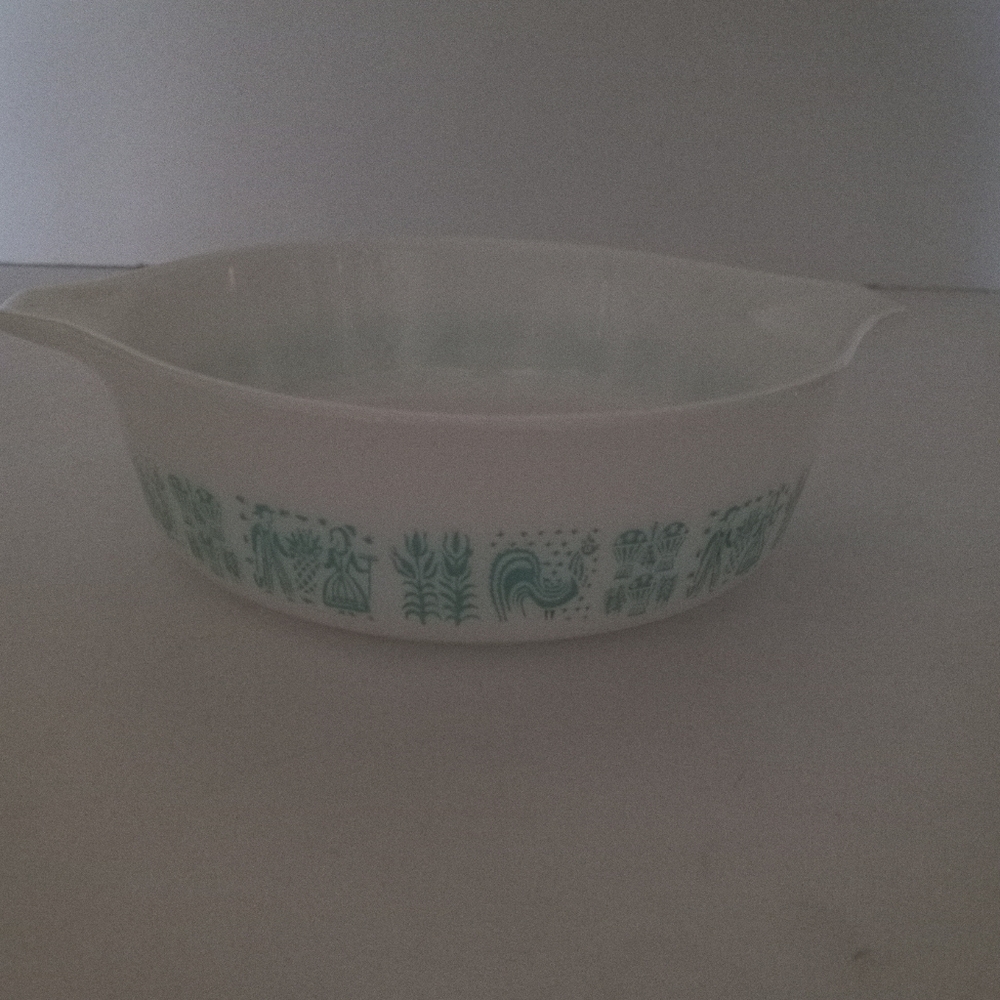 Vtg Pyrex Amish Butterprint 471 Turquoise & White 1 pt Casserole Dish No Lid
